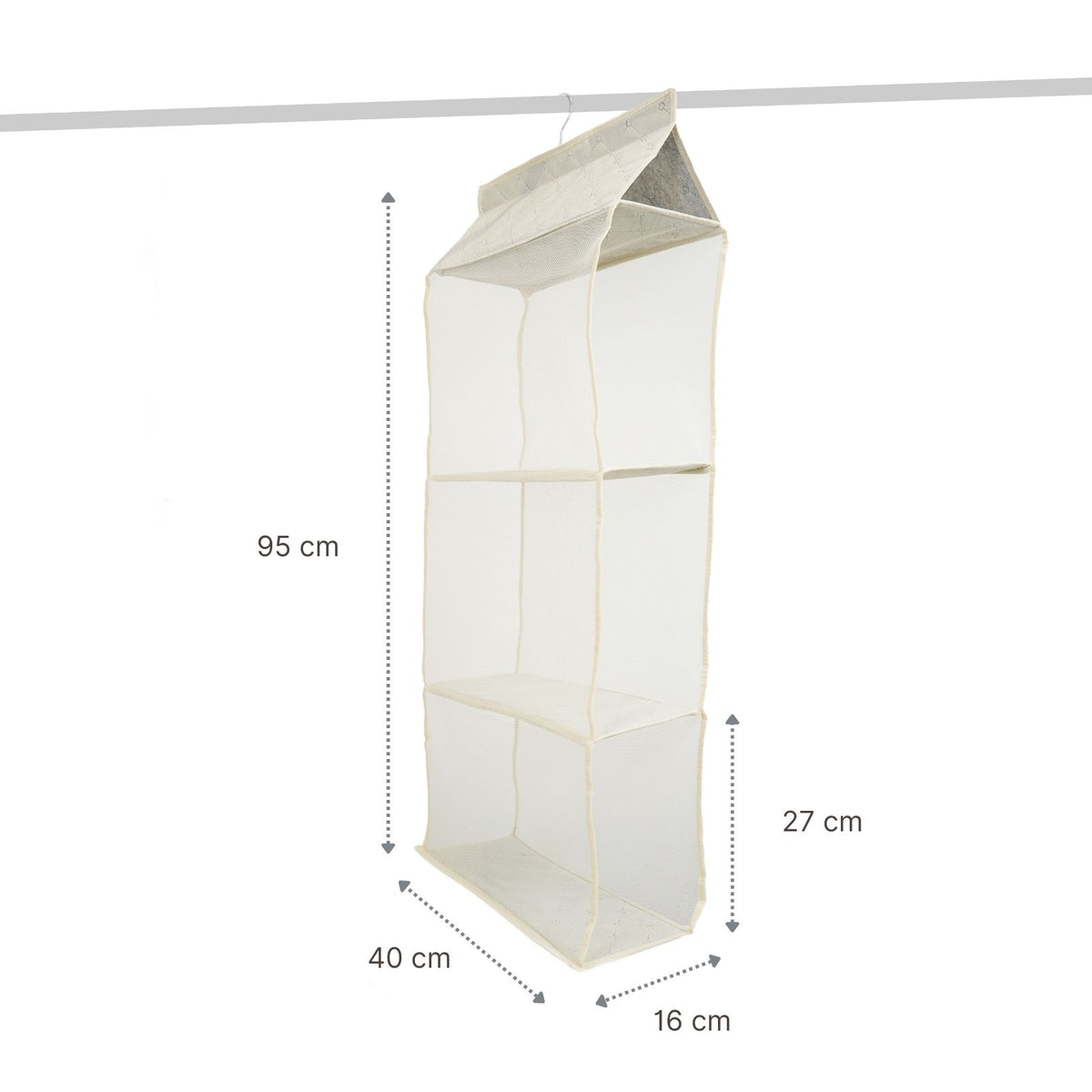 Handtaschen-Organizer zum Aufhängen Hängeaufbewahrung 3 Fächer Beige