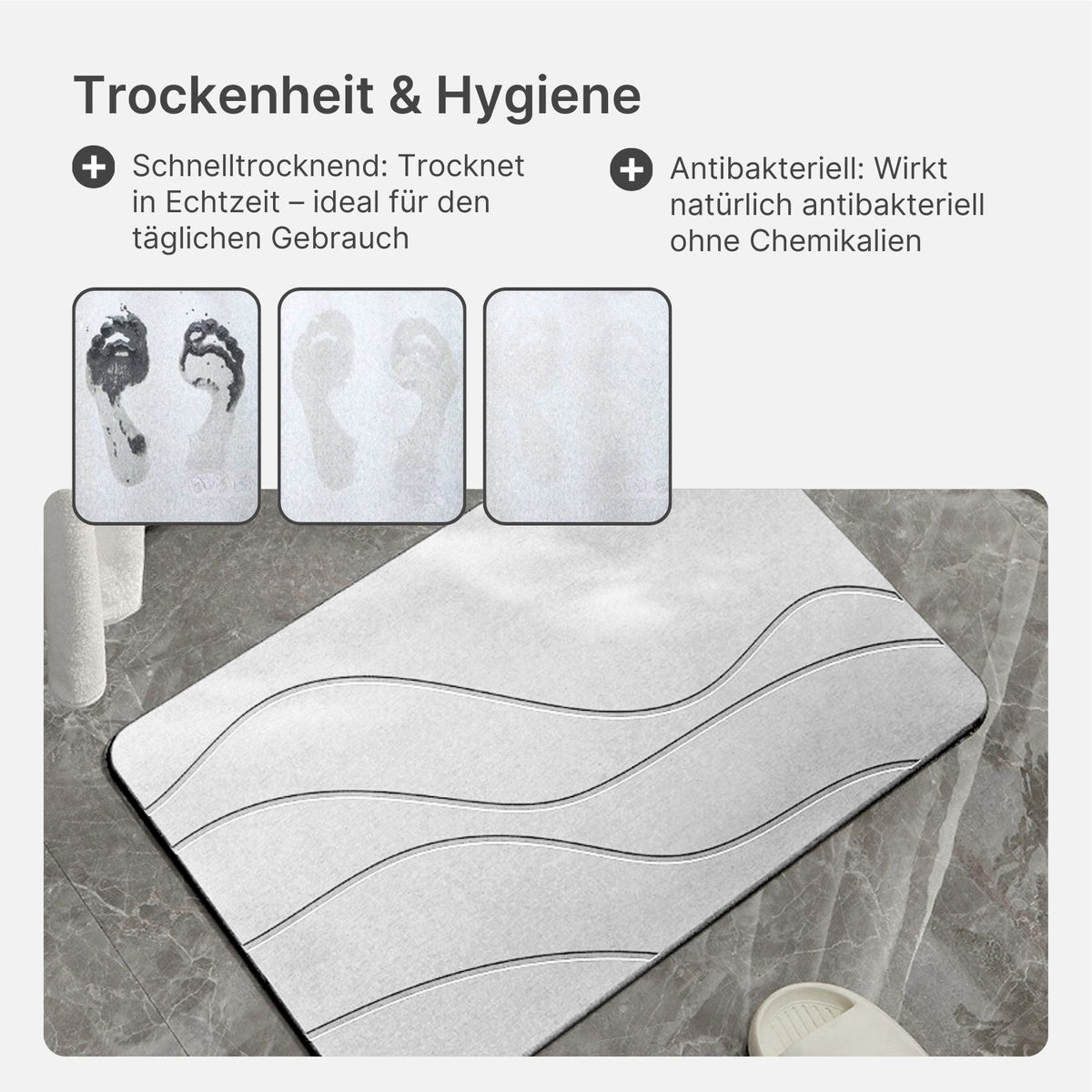 Kieselgur-Matte Stein-Badematte Diatomit-Fussmatte Badvorleger fürs Badezimmer