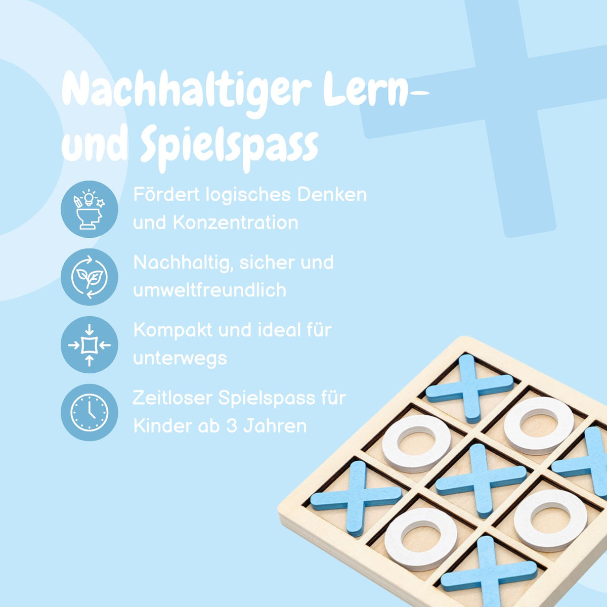 Tic Tac Toe Geschicklichkeitsspiel X und O Drei gewinnt Holzspielzeug