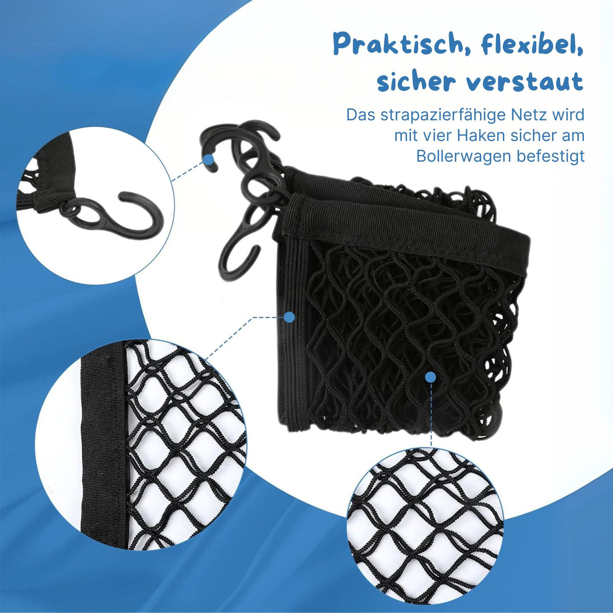 Netztasche für Bollerwagen 126073 Aufbewahrungstasche Seitentasche