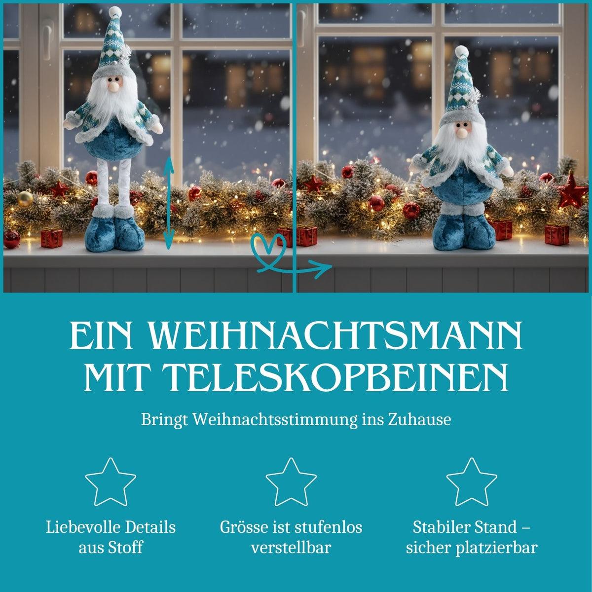 Deko-Weihnachtsmann Weihnachtsmannfigur Stehfigur Weihnachtsmann