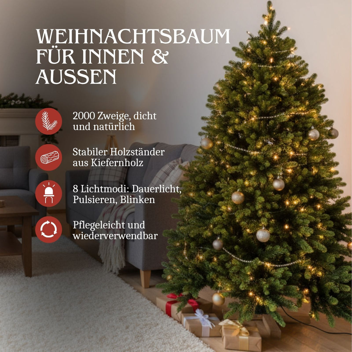 Weihnachtsbaum 210cm mit LED und Tasche Christbaum Tannenbaum Tanne