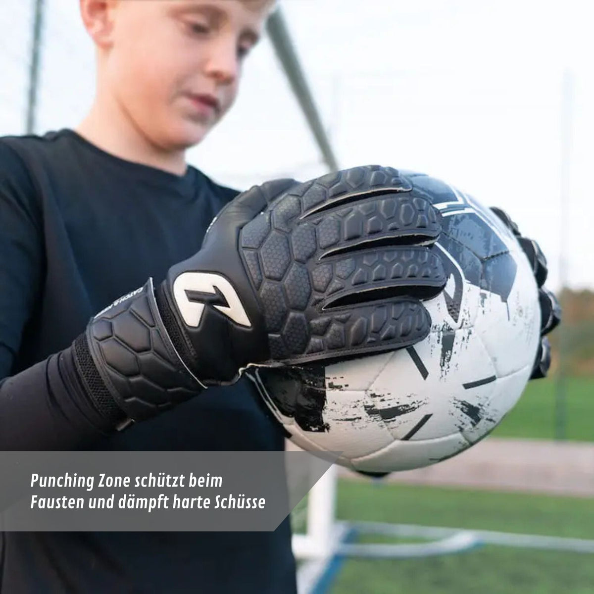 Fussballhandschuhe Fly Kids Dark Soul Gr. 7 Torwart Goalie Handschuhe