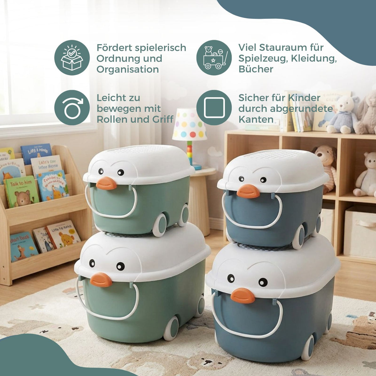 4er-Set Spielzeugkiste Spielzeug-Aufbewahrungsbox Organizer Truhe