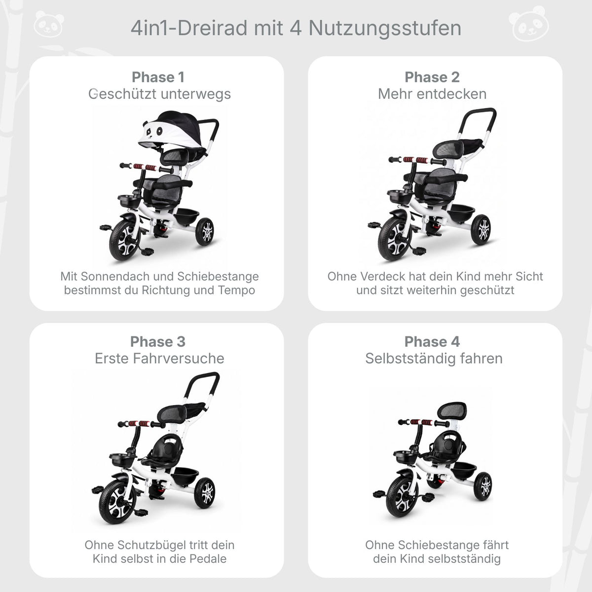 Kinder-Dreirad 4in1 Dreirad Anpassbares Dreirad Kleinkind-Dreirad