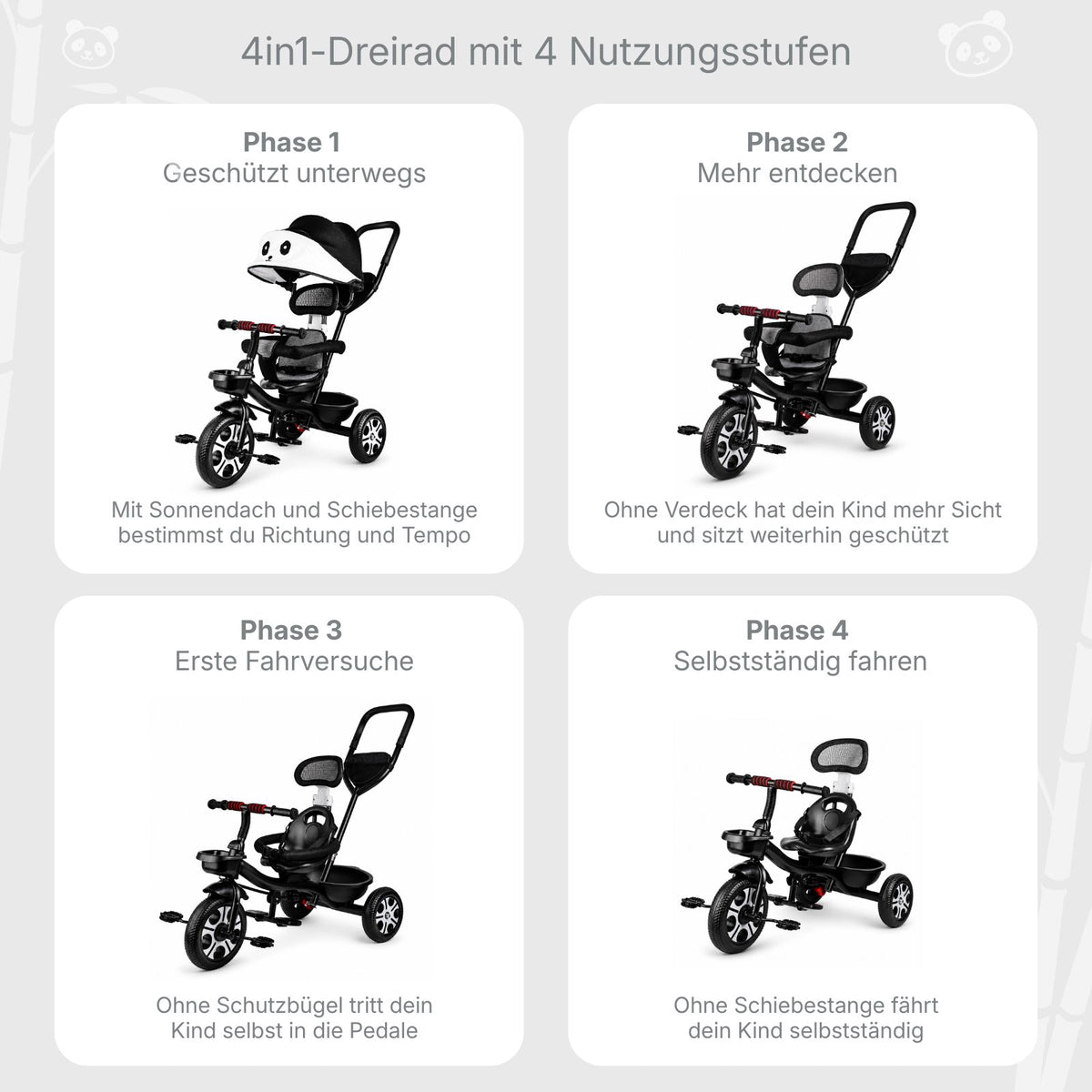 Kinder-Dreirad Anpassbares Dreirad 4in1 Dreirad Kleinkind-Dreirad