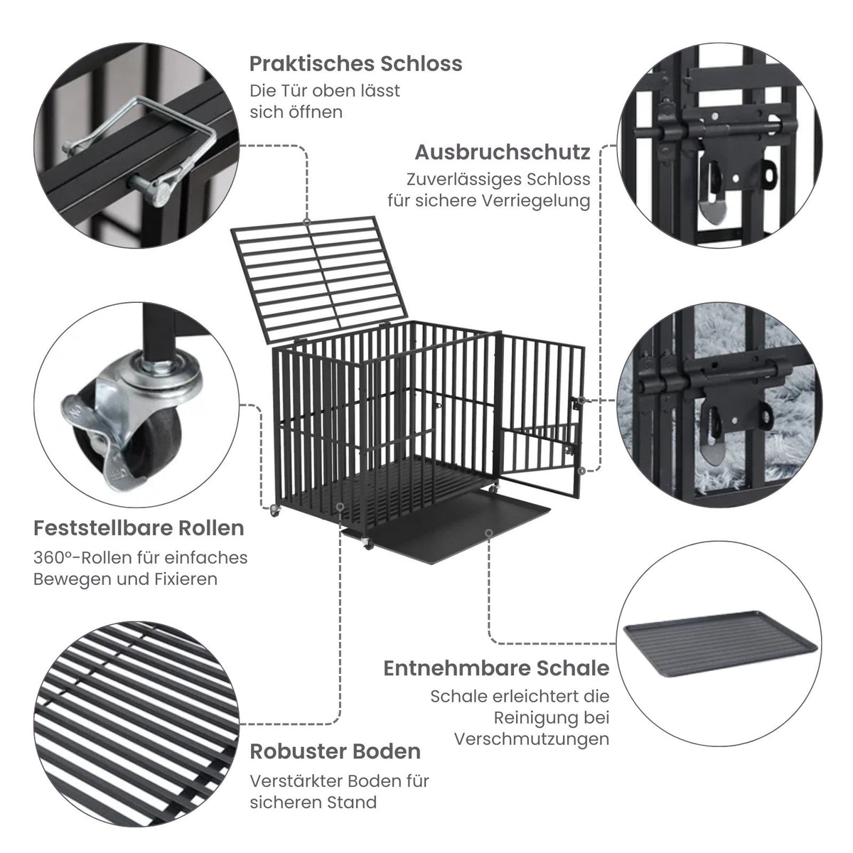 Hundekäfig Grösse L Hundebox Haustierkäfig Indoor-Käfig Metallkäfig