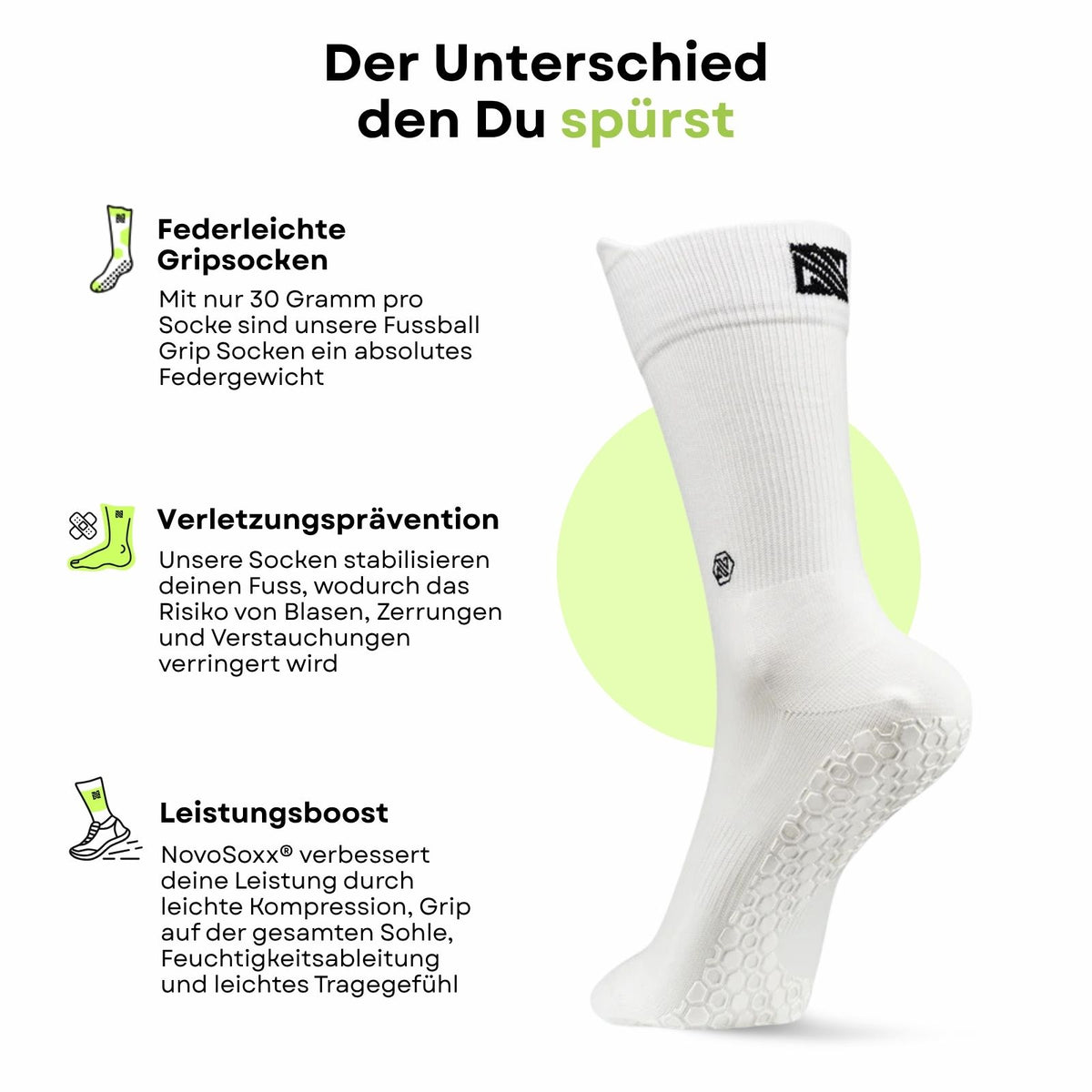 Fussballsocken Gr. 31-35 Sportstrümpfe GripSoxx NX Weiss
