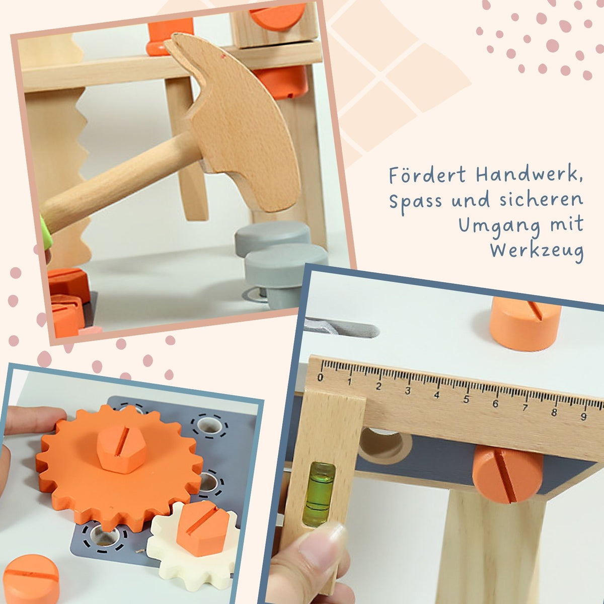 Werkbank-Set aus Holz für Kinder Spielzeugset Holzspielzeug Werkzeugset