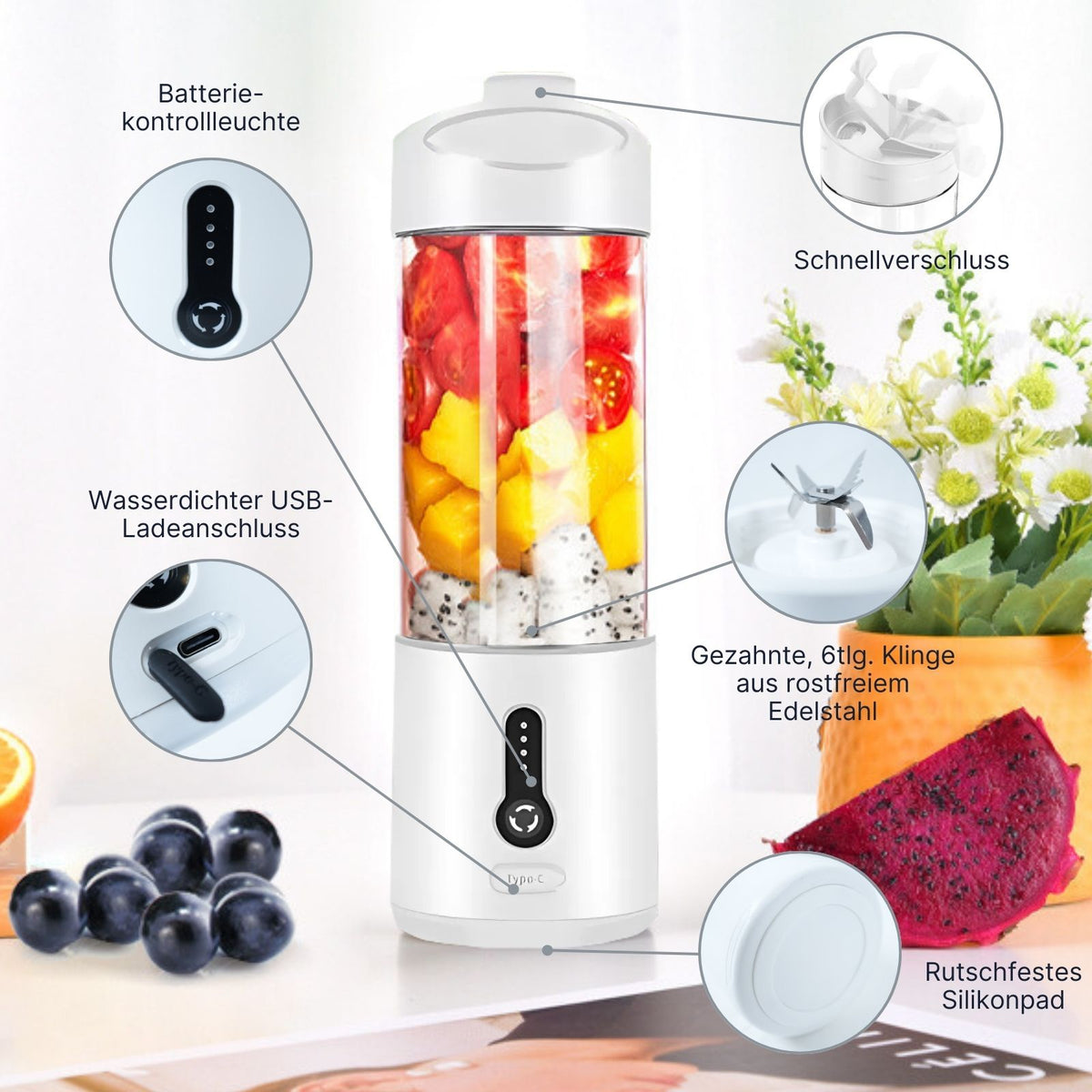 Blender Portabler Mixer Entsafter Smoothie Maker Standmixer Mixer To Go