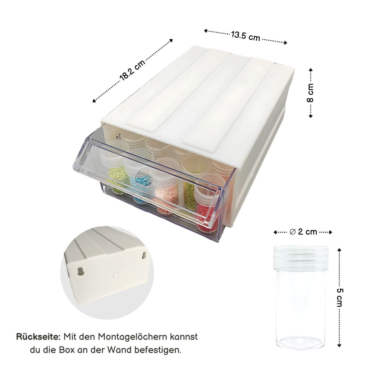 Aufbewahrungsbox mit Schublade Organizer DIY-Diamant Sortierbox Verstaumöglichkeit mit Aufklebern