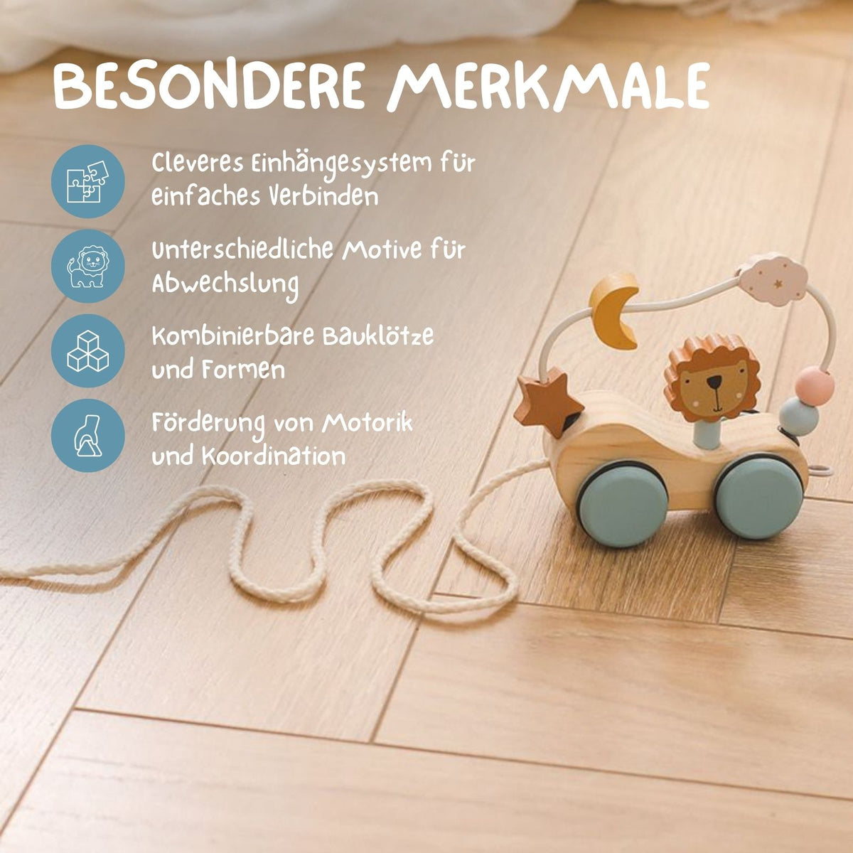 Holzeisenbahn Holzzug Kinderspielzeug Lernspielzeug Bauklotz-Bahn