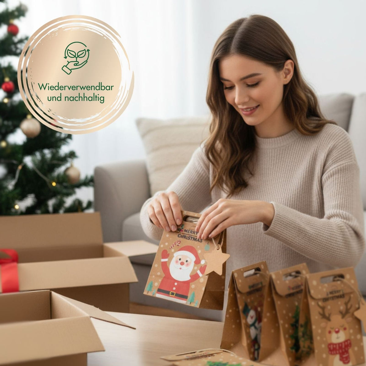 DIY Adventskalender Adventskalender-Säckli Weihnachts-Tüten Tütenset
