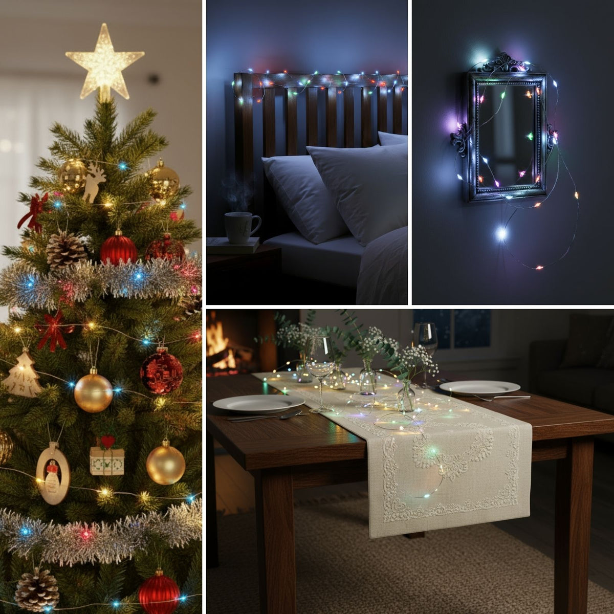 Deko-Lichter 2m LED Kupferdraht-Lichterkette Weihnachtslichterkette