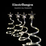 4er-Set LED Solar-Spiralbaum Solarleuchte Lichterkette Weihnachtsdeko