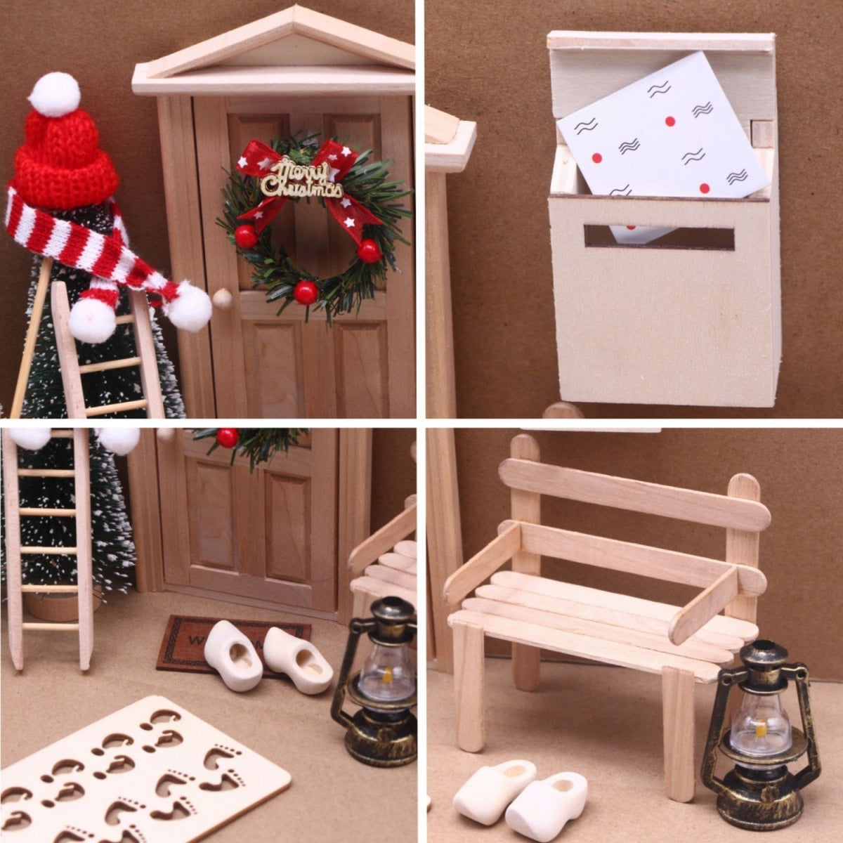 24-tlg. Wichteltür-Set Weihnachtsdeko Miniaturwelt Elfentür-Zubehör