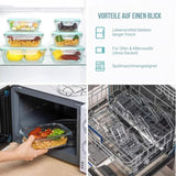 8er Set Glas-Vorratsdosen mit Deckel Frischhaltedosen Meal-Prep-Boxen