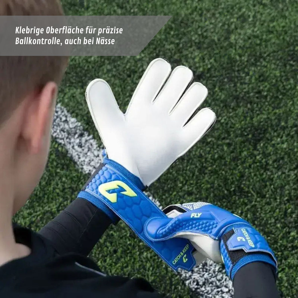 Fussballhandschuhe Fly Kids Blue Soul Gr. 3 Torwart Goalie Handschuhe