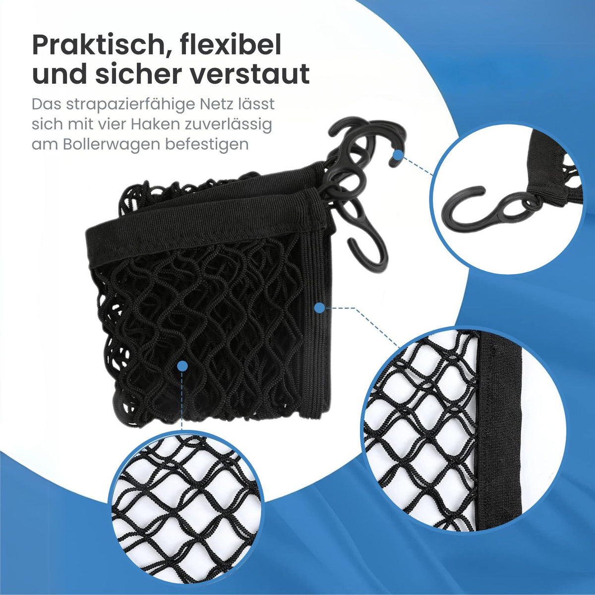 Bollerwagen mit Netztasche und Aufbewahrungstasche