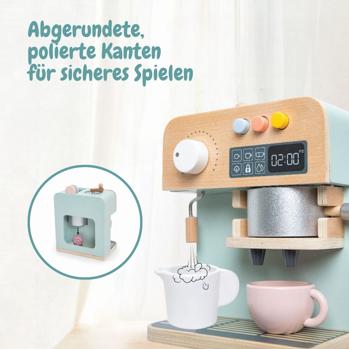 Holzspielzeug Frühstücksset Kaffeeautomat Mikrowelle Küchenmaschinen