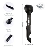 Multifunktionales 7in1 Outdoor-Besteck Gabel Messer Löffel Flaschenöffner Pfeife Schaber Seilöse