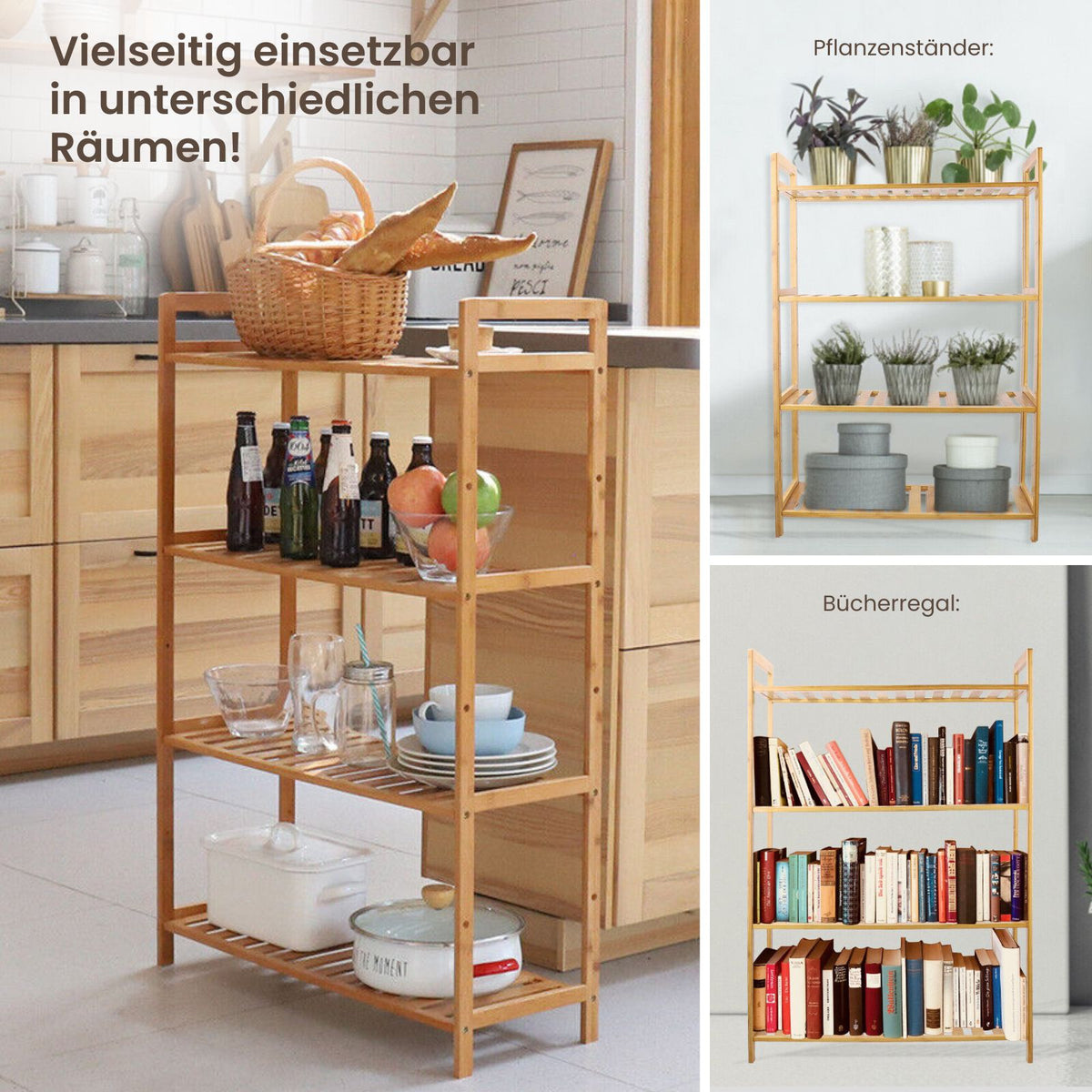 Bambus-Standregal Regal Bücherregal Aufbewahrungsregal Ablageregal