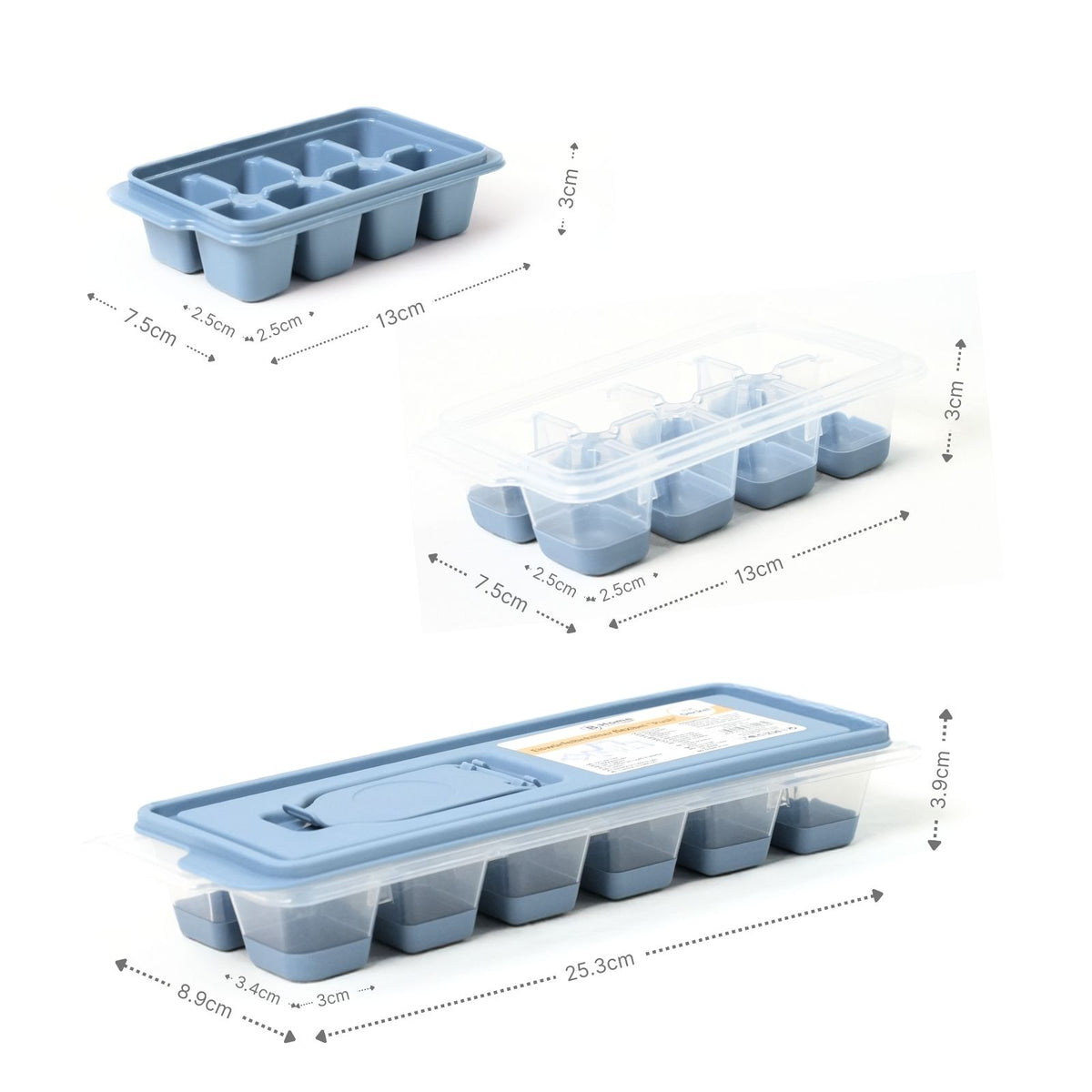 3er-Set Eiswürfelformen mit Deckel Eiswürfelbehälter Eiswürfelschalen