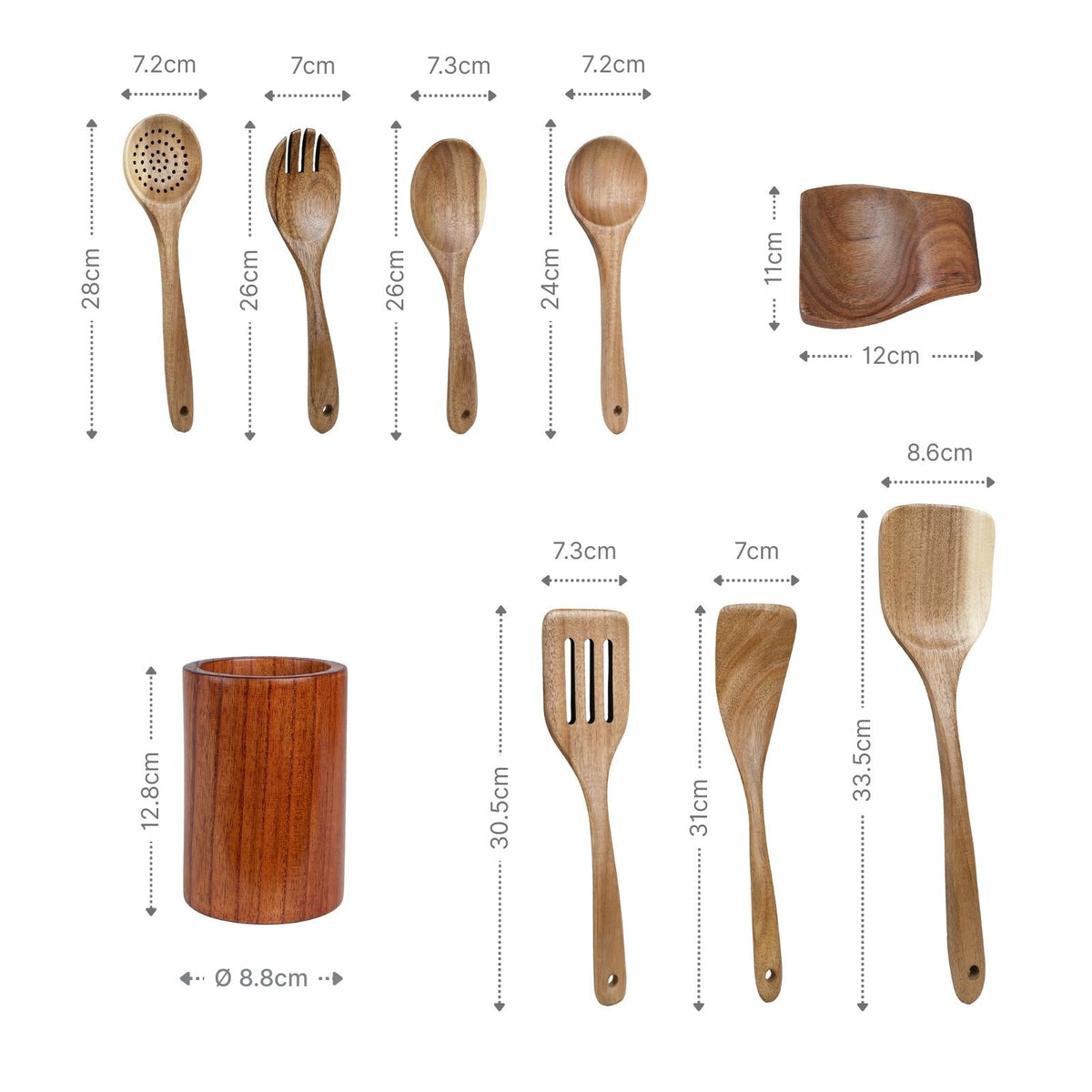 9-tlg. Küchenhelfer-Set aus Holz Küchenutensilien Kochlöffel-Set