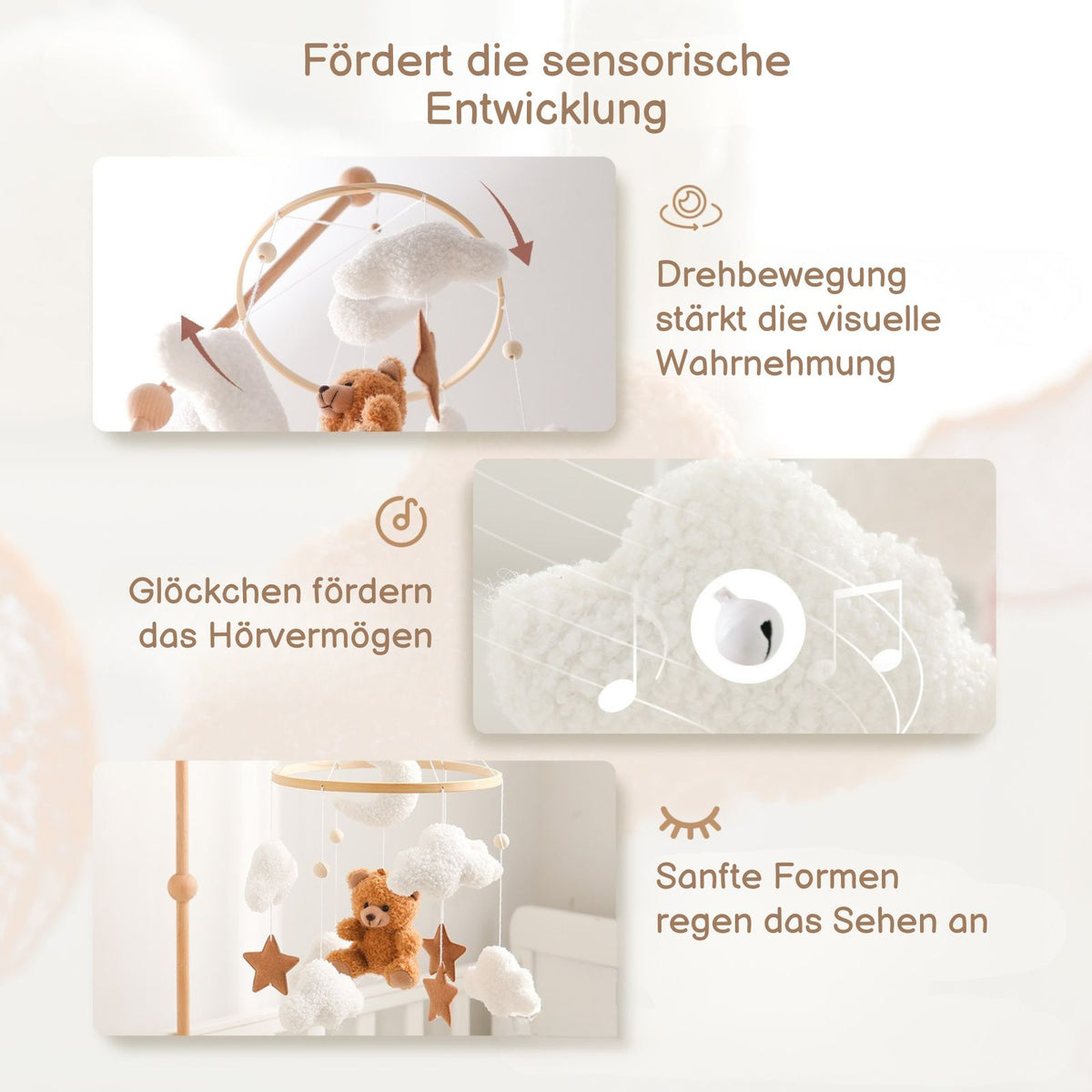 Babymobile Teddybär Hängemobile Mobile Babyspielzeug Schlafmobile