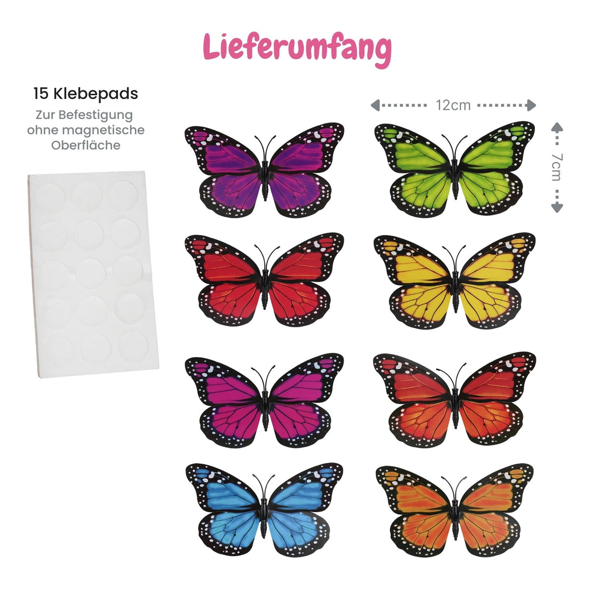 8er Magnet-Set Deko-Schmetterling Monarchfalter-Magnet Kühlschrankmagnet