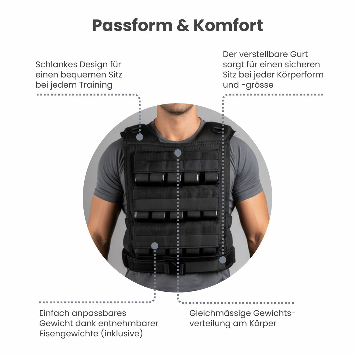 Verstellbare One Size Gewichtsweste 30kg Trainingsweste Weste
