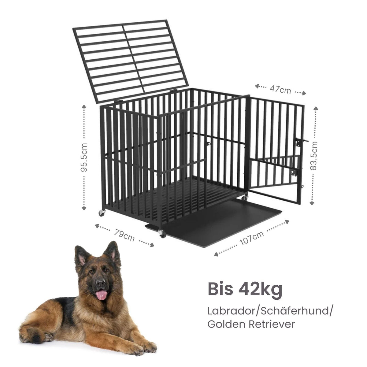 Hundekäfig Grösse XL Metallkäfig Hundebox Haustierkäfig Indoor-Käfig