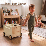 2er-Set Holz-Bücherkiste auf Rollen Spielzeugkiste Spielzeugtruhe