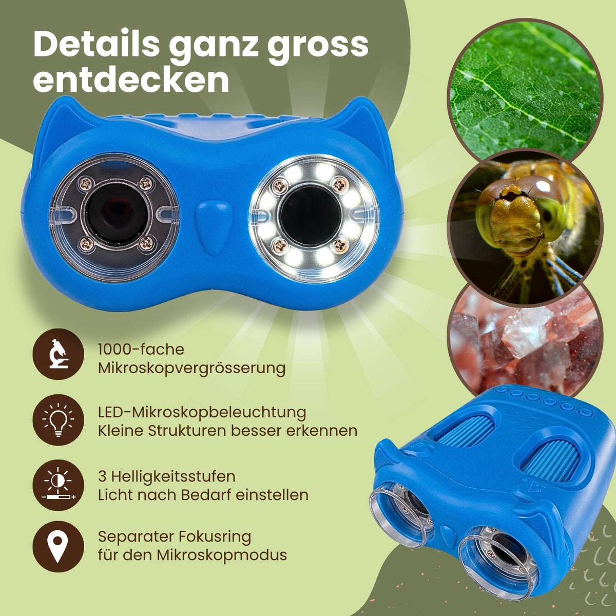 2-in-1 Kindermikroskop und -teleskop Digitalmikroskop Handmikroskop