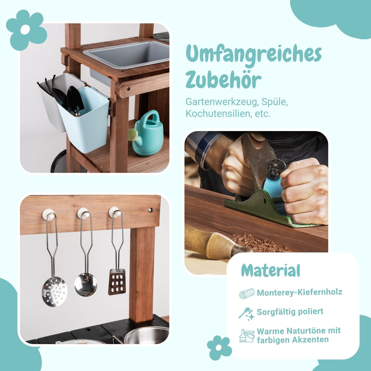 Outdoor-Kinderküche aus Holz Kinder-Matschküche Garten-Spielküche