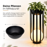Solar LED-Stehlampe mit Pflanzenständer Design-Blumenständer Dekolicht