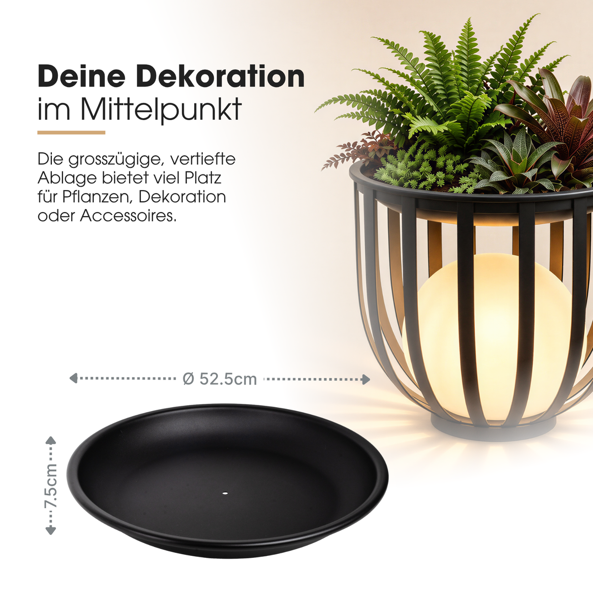 Solar LED-Stehlampe mit Pflanzenständer Dekolicht Design-Blumenständer