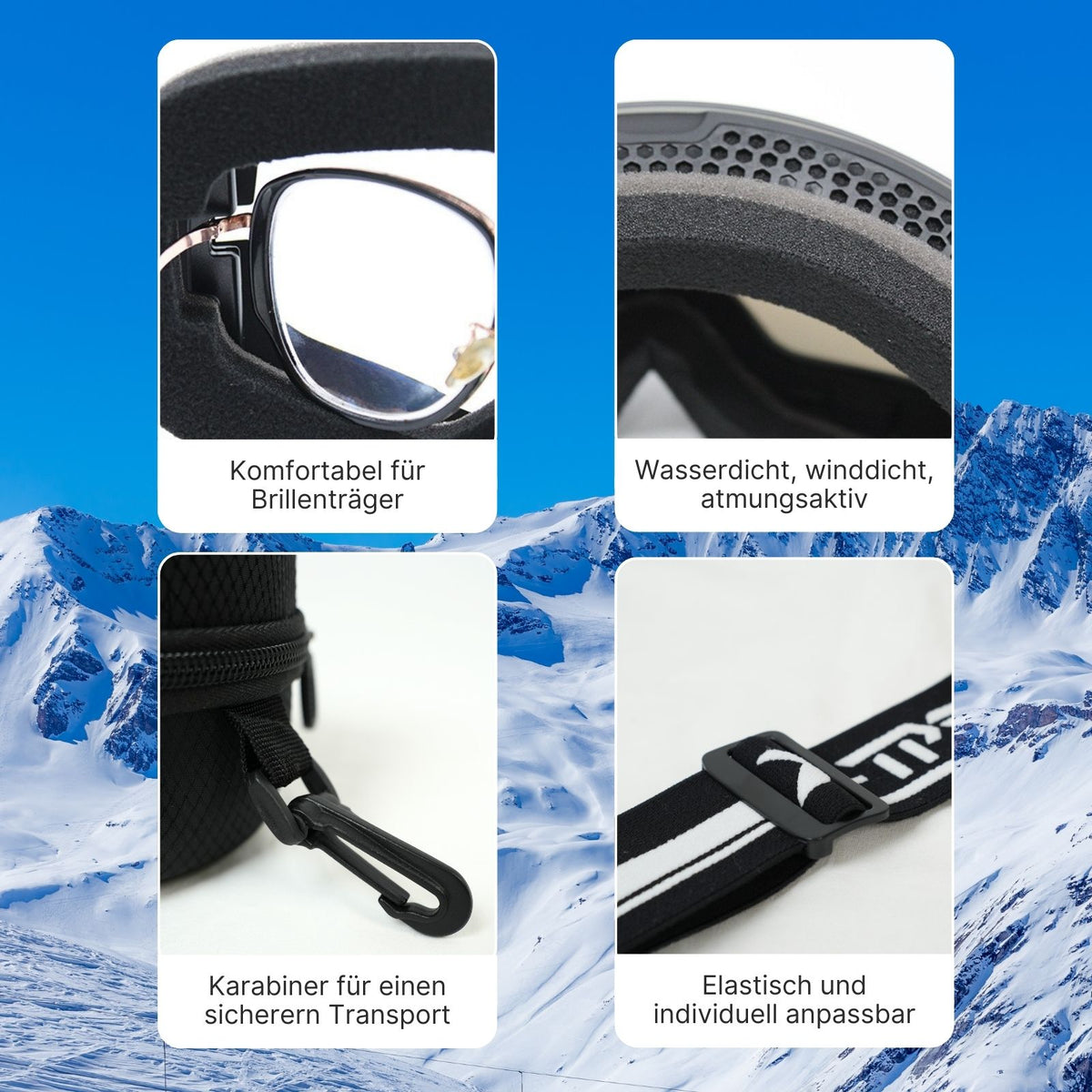 Magnetische Skibrille Wintersportbrille Schutzbrille Snowboardbrille