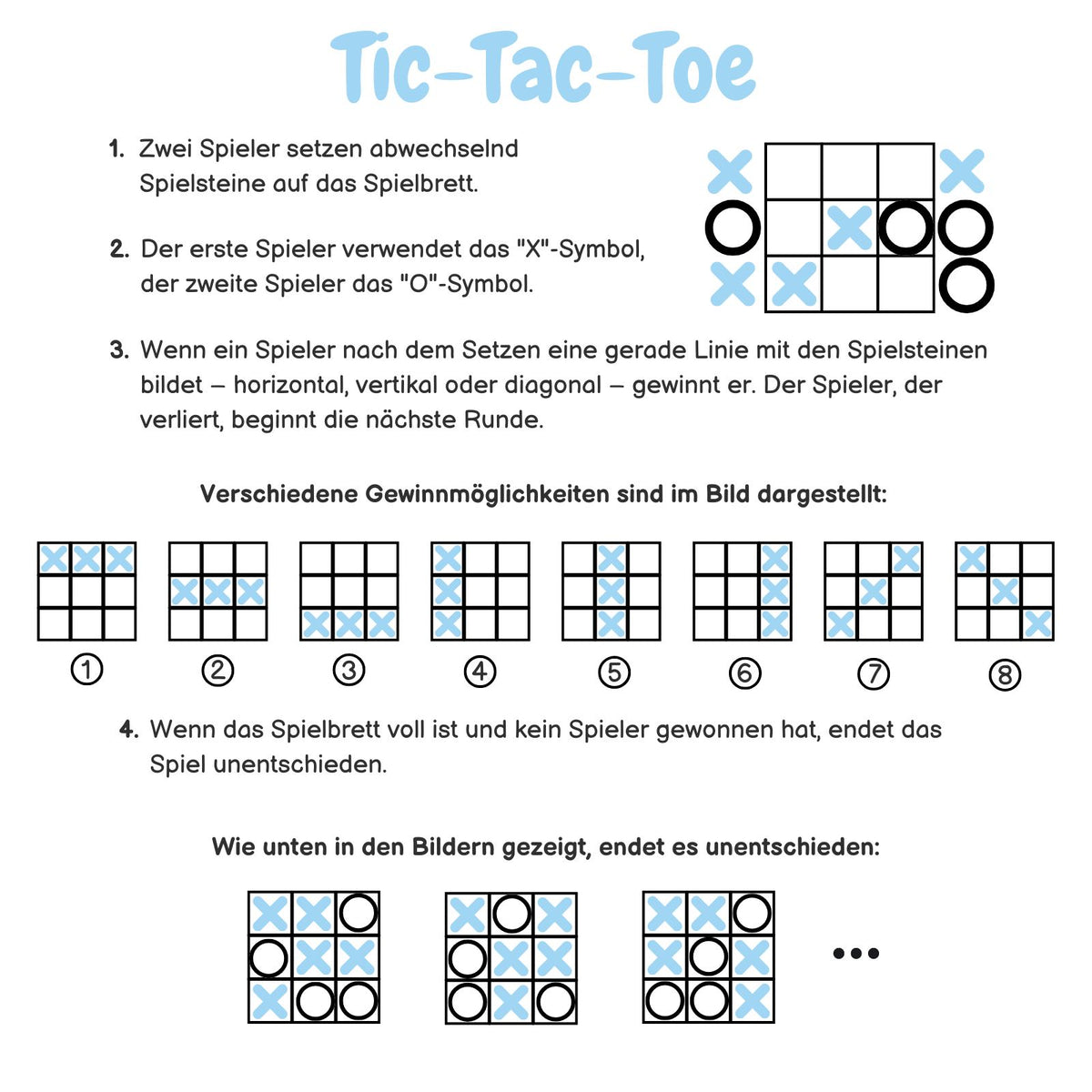 Tic Tac Toe Geschicklichkeitsspiel X und O Drei gewinnt Holzspielzeug