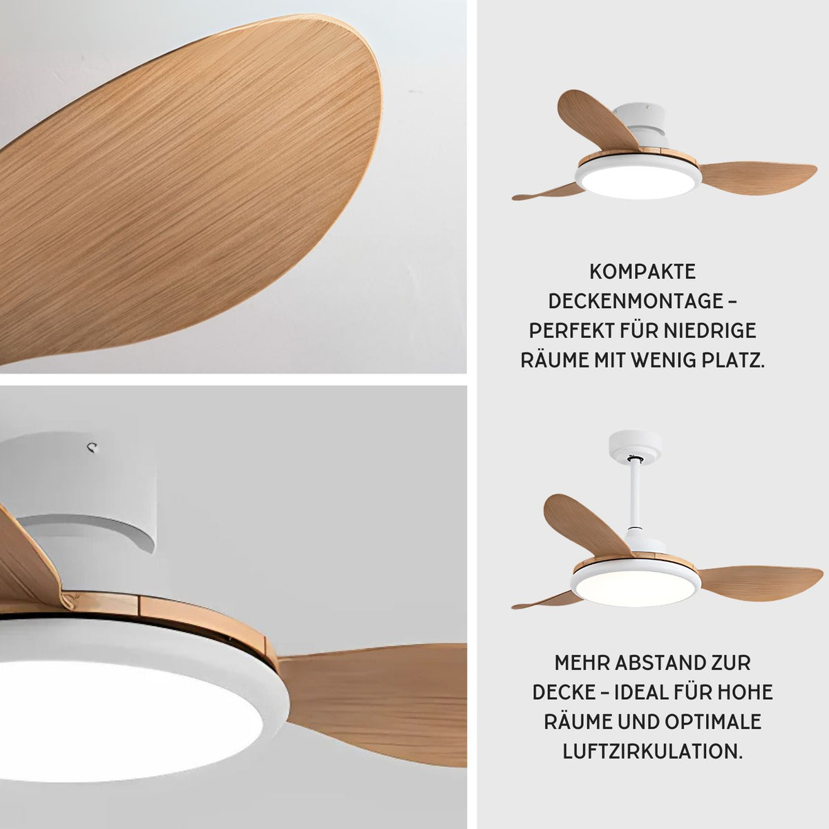 Ventilator mit LED-Beleuchtung Deckengebläse Deckenventilator
