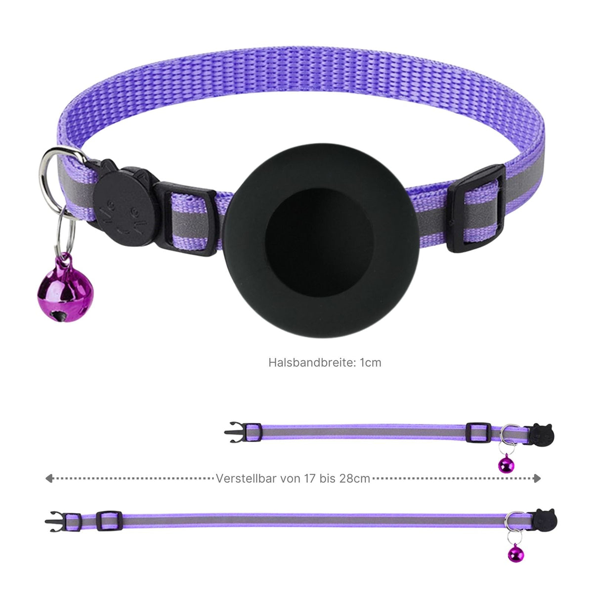 Halsband Katzenhalsband mit Airtag-Halterung Hundehalsband