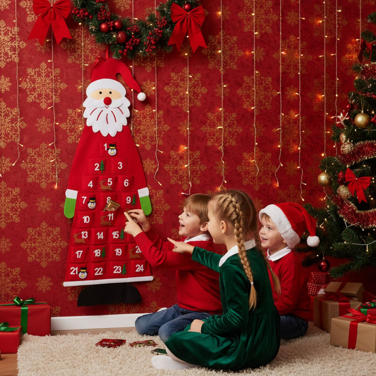 Adventskalender Weihnachtsmann Filz-Adventskalender Weihnachtskalender