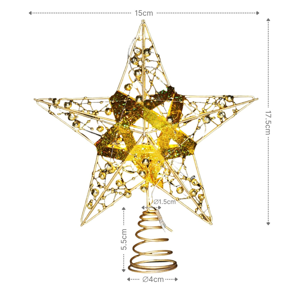 Christbaumspitze LED-Stern Weihnachtsbaumspitze Baumspitze mit Licht