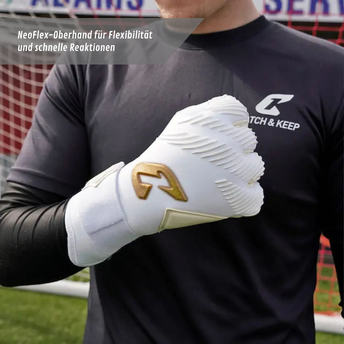 Fussballhandschuhe Invictus White Gold Gr. 9.5 Torwart Goalie Handschuhe