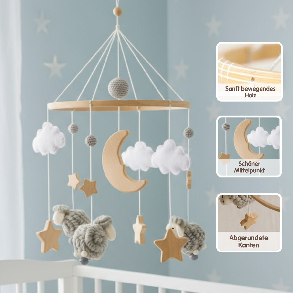 Mobile mit Halterung Schafe Babymobile mit Mobilearm