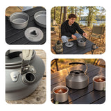 4-tlg. Campinggeschirr Outdoor-Kochgeschirr-Set Kochtopf Bratpfanne