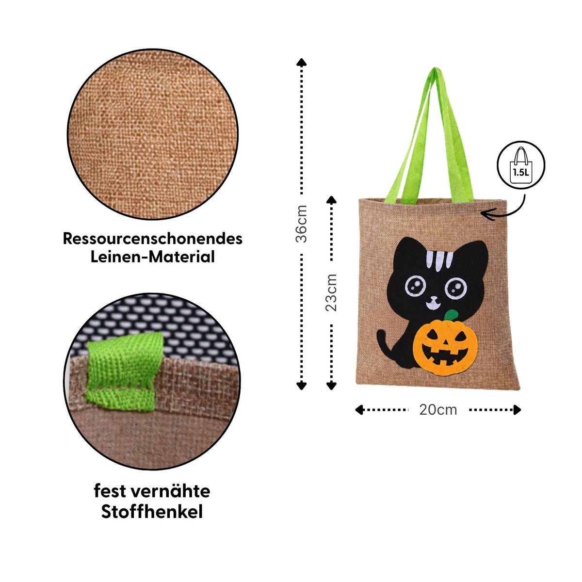 Halloween-Süssigkeitentasche Trick-or-Treat-Tasche Beutel Leinenbeutel