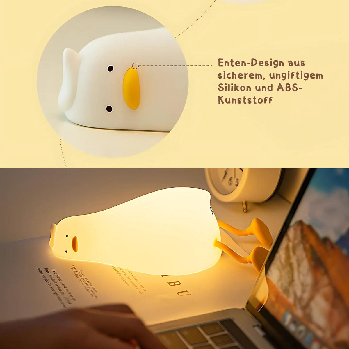 LED-Enten-Nachtlicht Kinder-Nachttischlampe Tischleuchte Beleuchtung