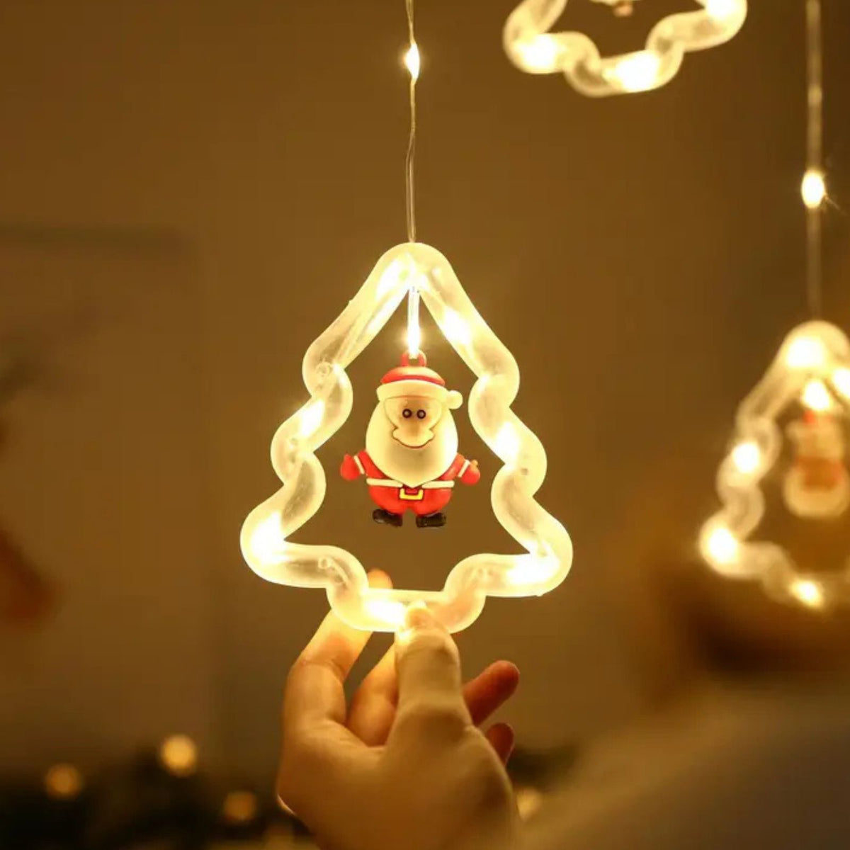 LED Weihnachtslichterkette 3m Leuchtkette mit Tannenbäumen Lichtvorhang