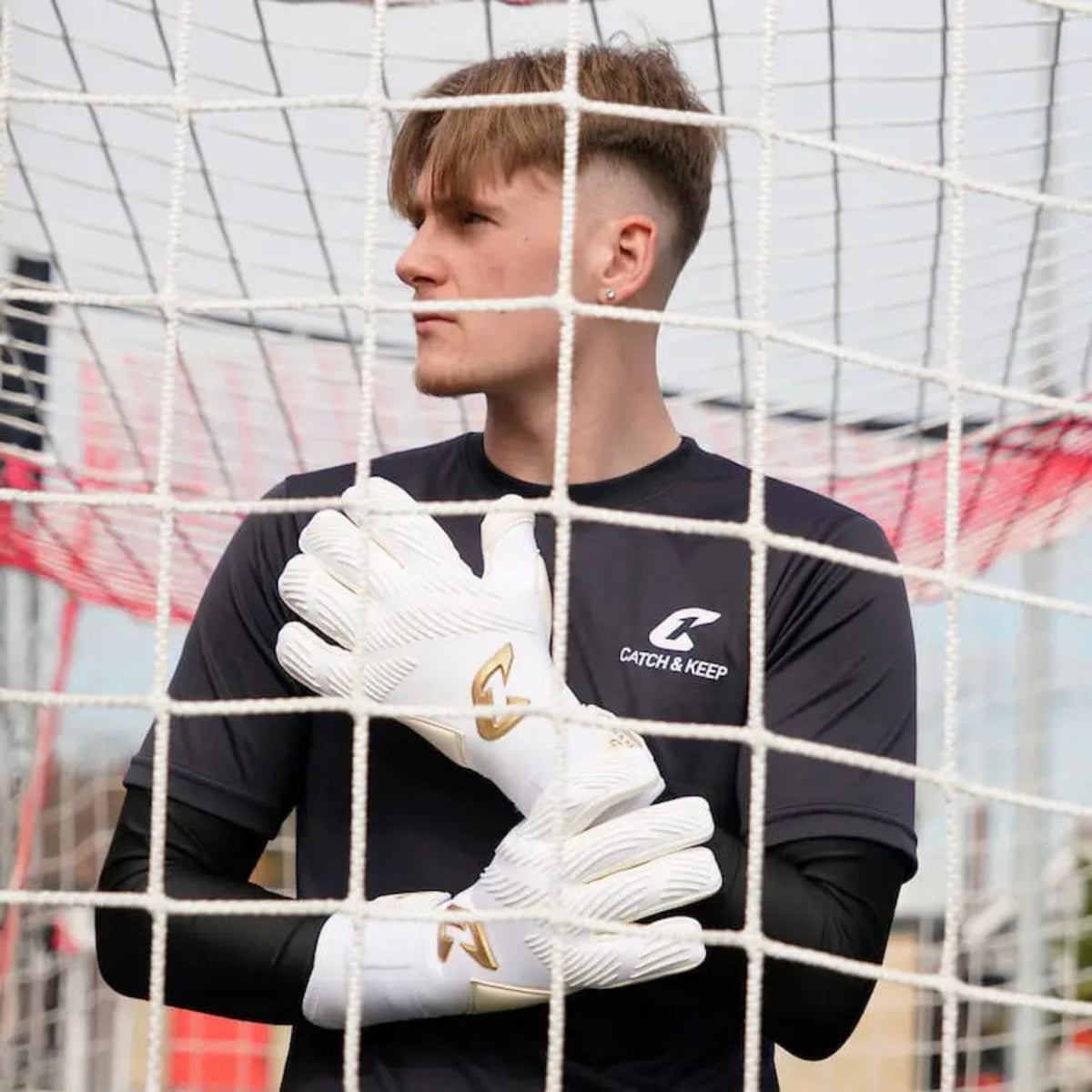 Fussballhandschuhe Invictus White Gold Gr. 8 Torwart Goalie Handschuhe